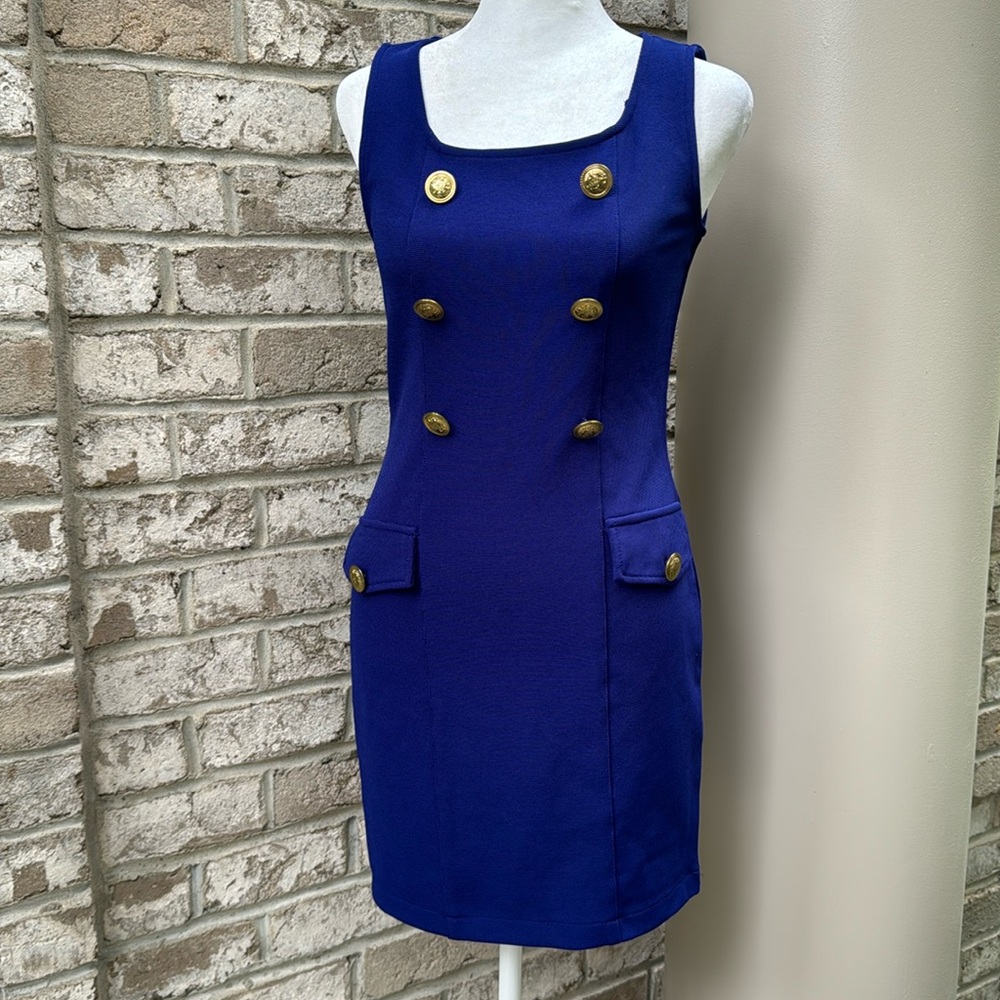 Forever 21 Blue Doubble Breasted Dress with Gold Tone Buttons